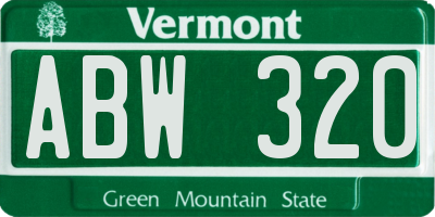 VT license plate ABW320