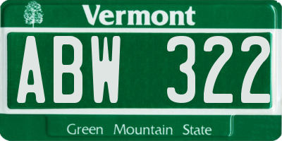 VT license plate ABW322
