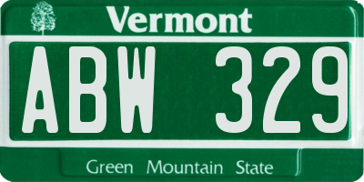 VT license plate ABW329