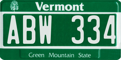 VT license plate ABW334
