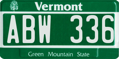 VT license plate ABW336