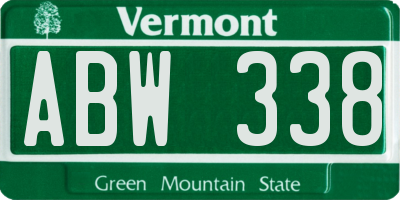 VT license plate ABW338