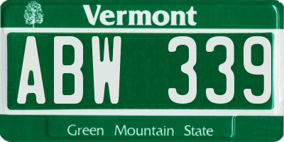 VT license plate ABW339