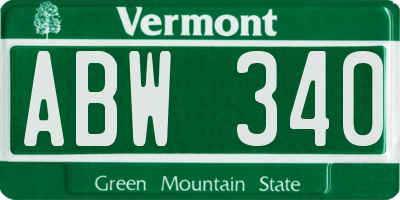 VT license plate ABW340