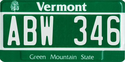 VT license plate ABW346