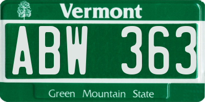VT license plate ABW363