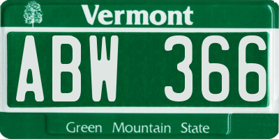 VT license plate ABW366