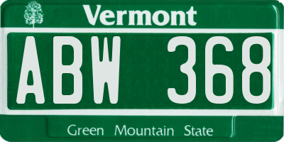 VT license plate ABW368