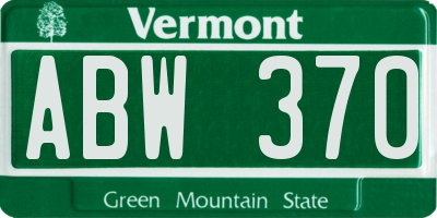 VT license plate ABW370