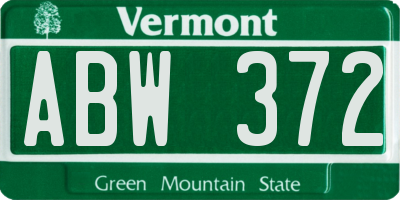 VT license plate ABW372