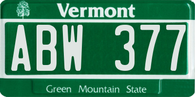 VT license plate ABW377