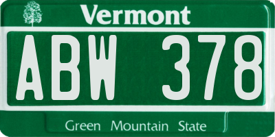 VT license plate ABW378