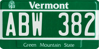 VT license plate ABW382