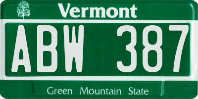 VT license plate ABW387