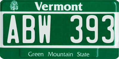 VT license plate ABW393