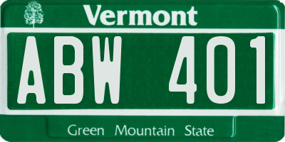 VT license plate ABW401
