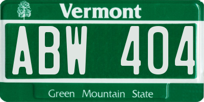 VT license plate ABW404