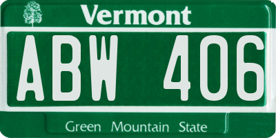 VT license plate ABW406