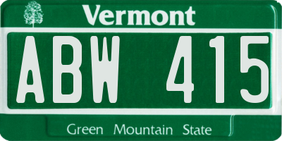 VT license plate ABW415