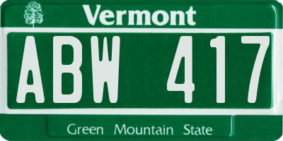 VT license plate ABW417