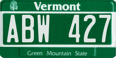 VT license plate ABW427