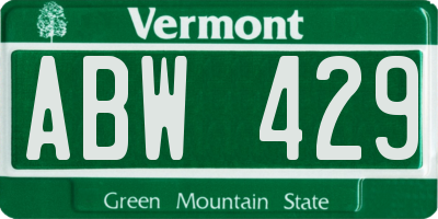 VT license plate ABW429
