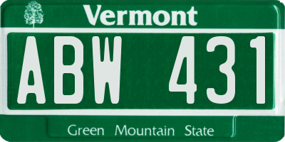 VT license plate ABW431