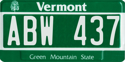 VT license plate ABW437