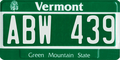 VT license plate ABW439
