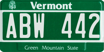 VT license plate ABW442
