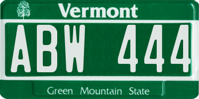 VT license plate ABW444