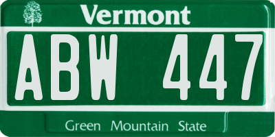 VT license plate ABW447
