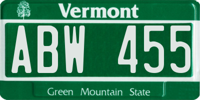 VT license plate ABW455