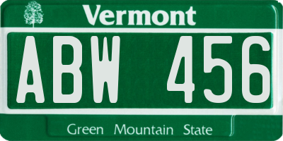 VT license plate ABW456