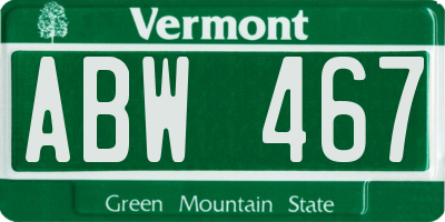VT license plate ABW467