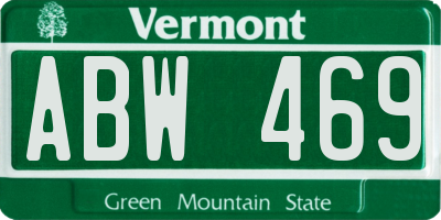 VT license plate ABW469