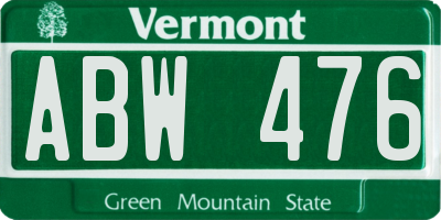 VT license plate ABW476