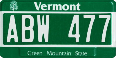 VT license plate ABW477
