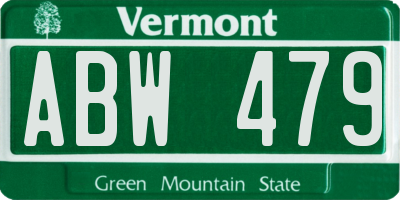 VT license plate ABW479