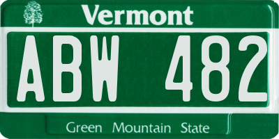 VT license plate ABW482