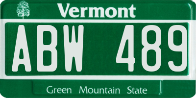 VT license plate ABW489