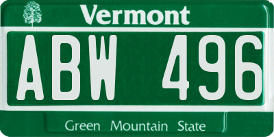 VT license plate ABW496