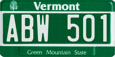VT license plate ABW501