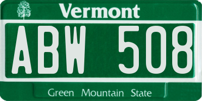 VT license plate ABW508