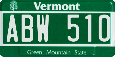 VT license plate ABW510