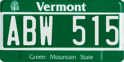 VT license plate ABW515