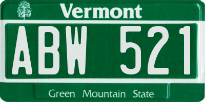 VT license plate ABW521