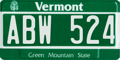 VT license plate ABW524