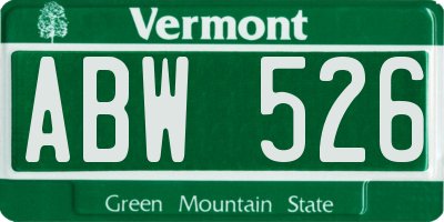 VT license plate ABW526