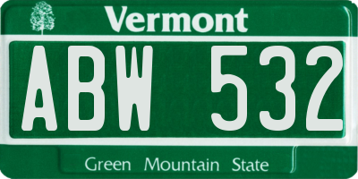 VT license plate ABW532
